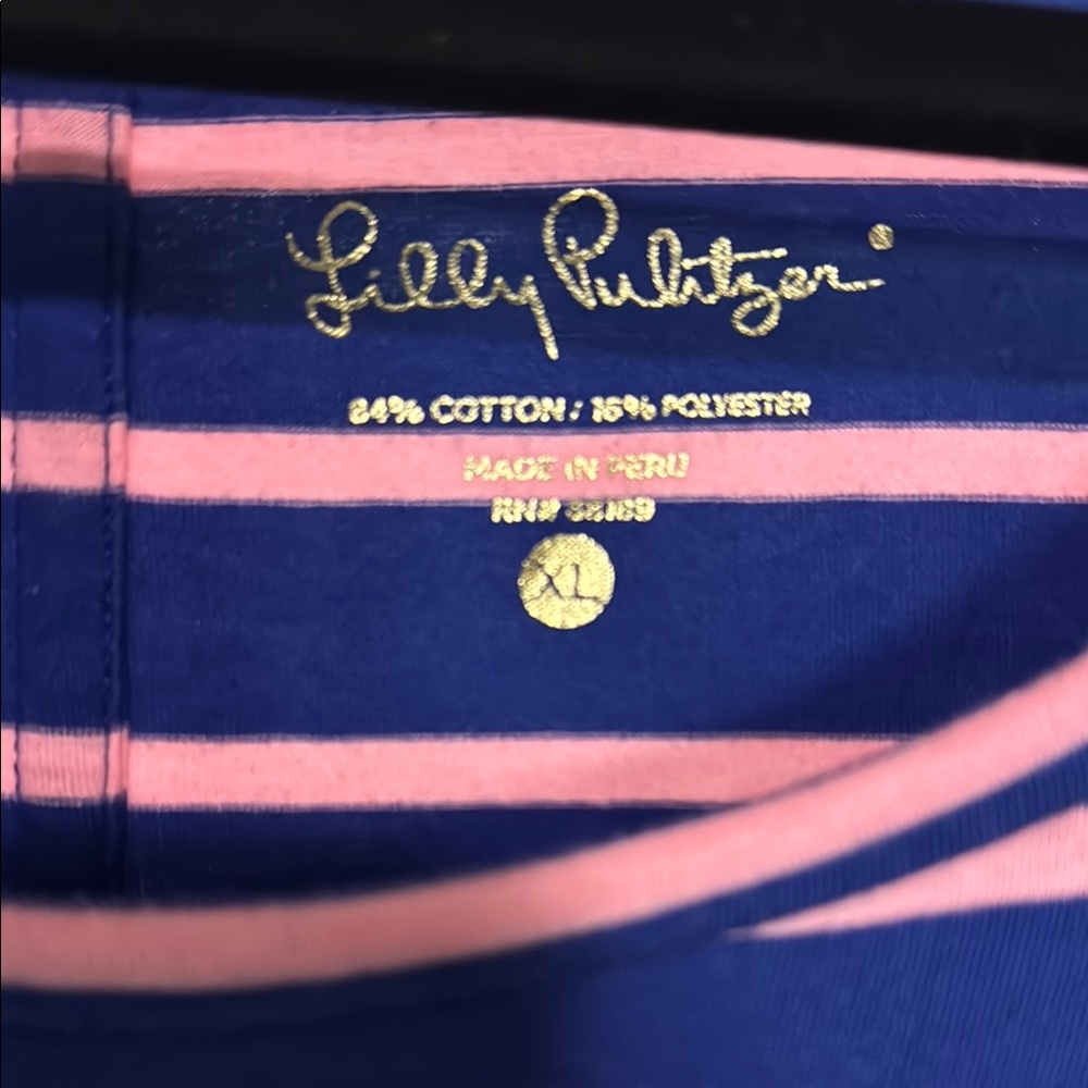 Lilly Pulitzer Navy and Pink Striped Tee